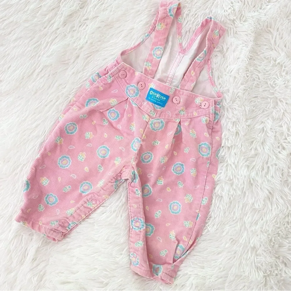 OshKosh | Vintage Floral Bubble Corduroy Overalls